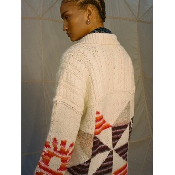 UO Kimchi Blue “Happiness” Chunky Knit Cardigan Sweater Y2K Cream Multi Size S - Picture 4 of 15